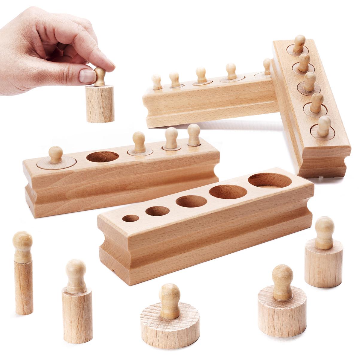 Odważniki cylindry drewniane sorter montessori nr. 2