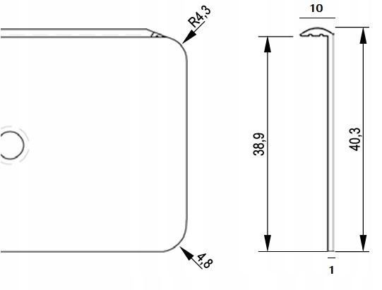 Listwa boczna prawa do blatu 38 mm do łączenia blatów kuchennych aluminium  nr. 2