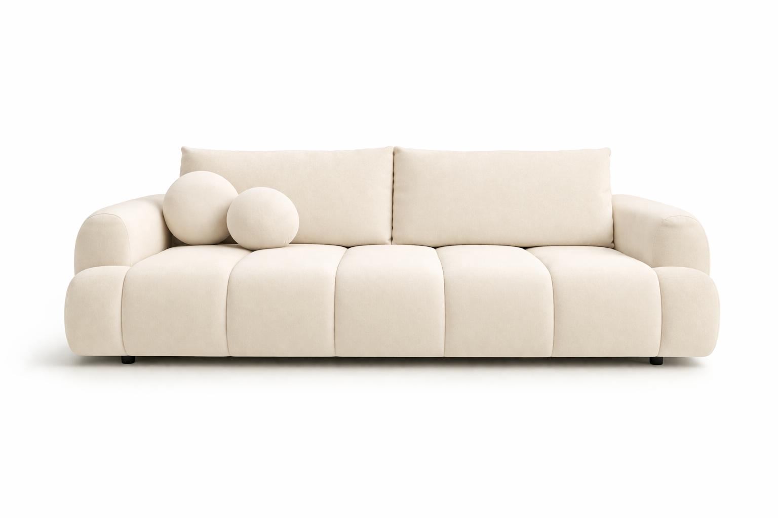 Kanapa rozkładana trzyosobowa Mediolan 250 cm BLUVEL 22 sofa z funkcją spania velvet kremowa nr. 3