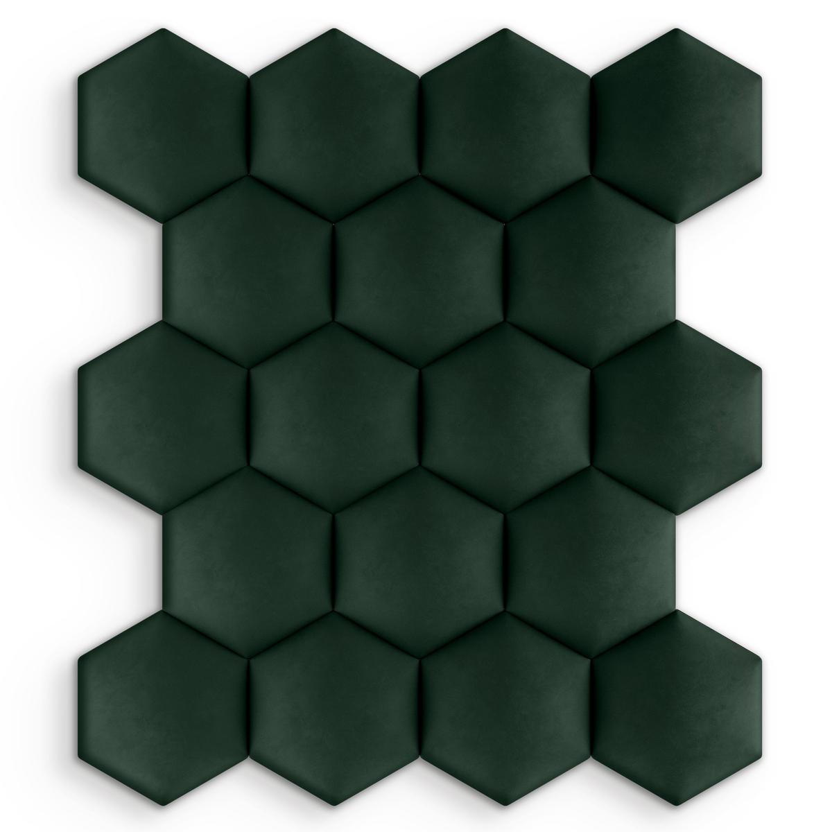 Panele tapicerowane 35x40 cm na ścianę hexagon butelkowa zieleń nr. 4
