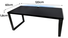 Biurko gamingowe model 2 Low 120x60x71 cm czarne LOFT LED RGB pilot przepust blat 1,8 cm - Miniaturka zdjęcia nr 2