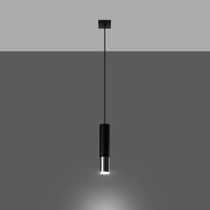 Lampa wisząca LOOPEZ 1 czarny/chrom 100x8x8cm nowoczesna G10 do salonu - Miniaturka zdjęcia nr 3