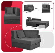 Sofa rozkładana DENIS 80x180 cm szara z pojemnikiem na pościel narożnik tapczan kanapa dla dziecka - Miniaturka zdjęcia nr 8