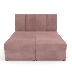 Łóżko kontynentalne 160x200x113 cm tapicerowane podwójne z materacem różowe - Miniaturka zdjęcia nr 9