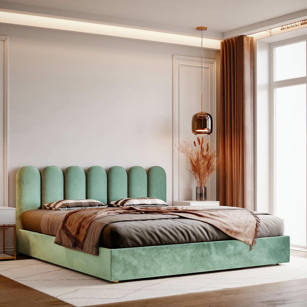 Panele tapicerowane 30x80 cm  na ścianę płotek miętowy magic velvet nr. 5