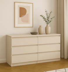 Komoda MARTUSIA 79x140x39 cm z 6 szufladami kaszmir do salonu - Miniaturka zdjęcia nr 1