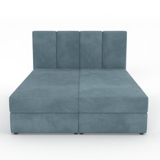 Łóżko kontynentalne 160x200x113 cm tapicerowane podwójne z materacem morskie - Miniaturka zdjęcia nr 9