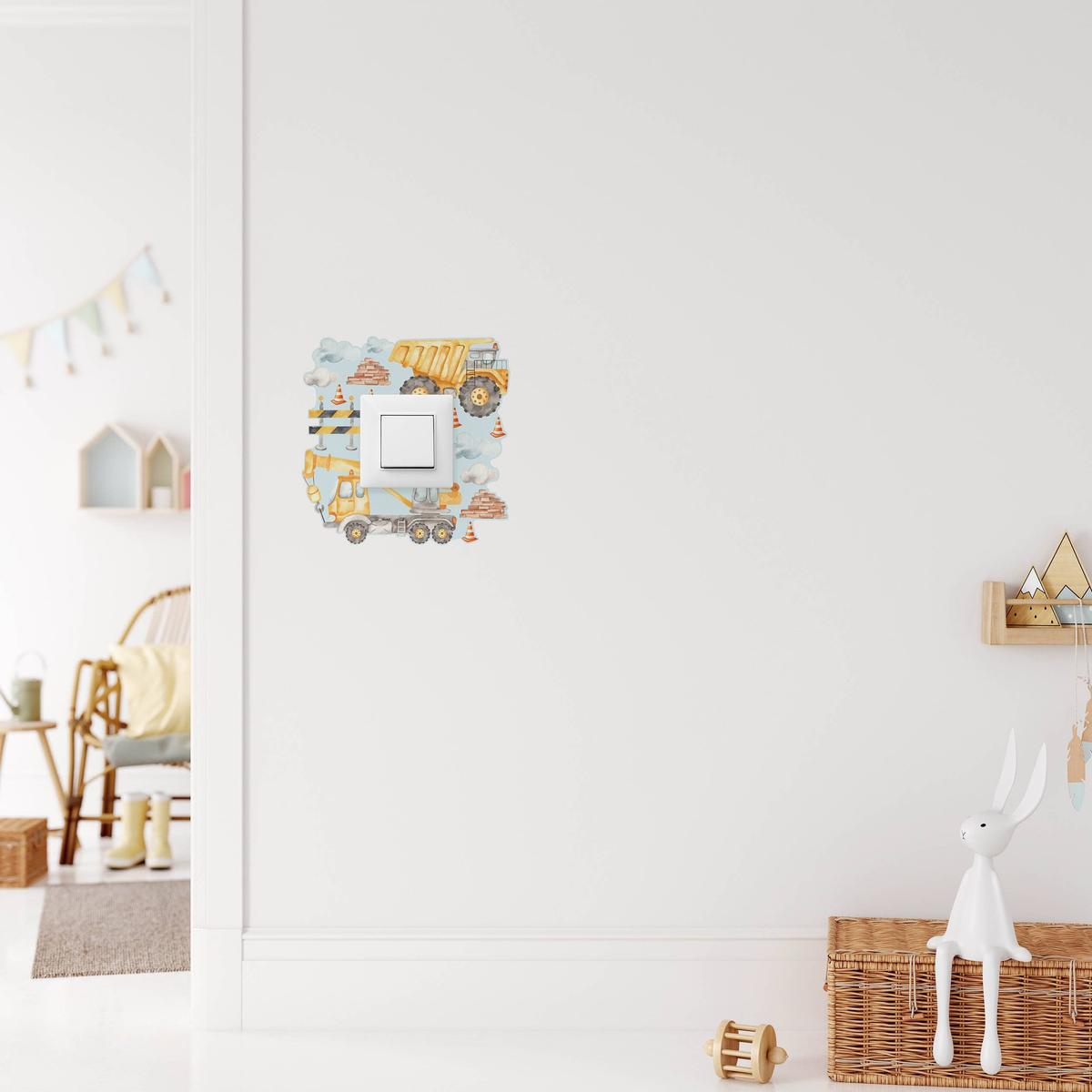 Naklejka Pod Włącznik Do Pokoju Chłopca Chmurki 20x20 Maszyny Wywrotki Styl Boho nr. 6