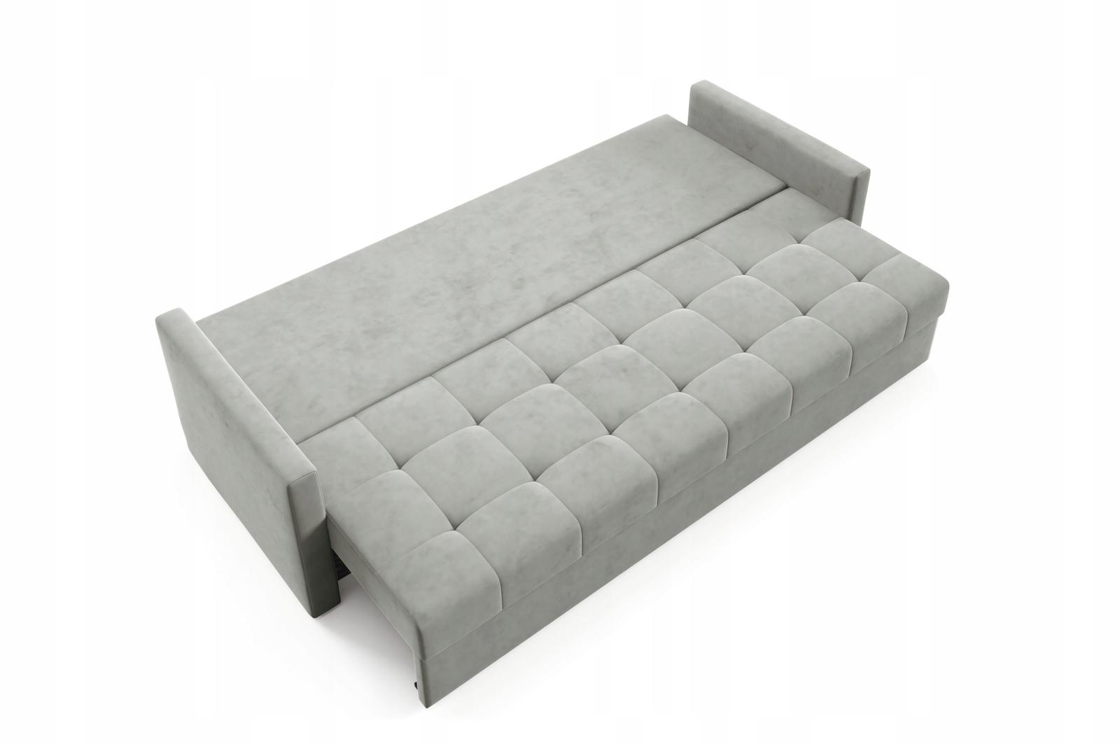 Kanapa IVIO 230x87x86 cm sofa z funkcją spania rozkładana velvet welur jasnoszara do salonu nr. 9