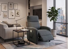 Fotel rozkładany VELLO jasnoszary 64x89-156 cm x98 cm – nowoczesny fotel z funkcją spania, komfortowy fotel do salonu i pokoju - Miniaturka zdjęcia nr 5