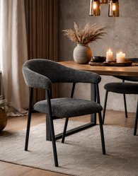 2x krzesło tapicerowane do jadalni VANO stelaż czarny, tkanina Aragon grafit cena za jedną sztukę 221,20 zł - Miniaturka zdjęcia nr 2