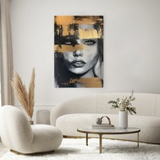 Duży Obraz Na Płótnie Do Salonu Kobiecy Portret Glamour Abstrakcja 80x120cm - Miniaturka zdjęcia nr 3