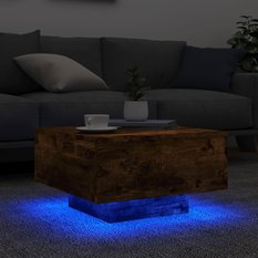 Stoli kawowy 55x55x31 cm z oświetleniem LED przydymiony dąb do salonu - Miniaturka zdjęcia nr 2