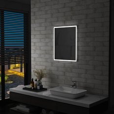 Lustro 50x60 cm do sypialni łazienki z LED aluminium szklane srebrny - Miniaturka zdjęcia nr 3