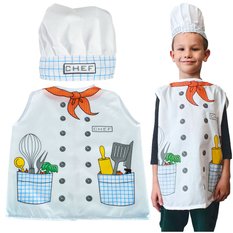 Kostium strój karnawałowy przebranie szef kuchni fartuch czapka dla dziecka zestaw 3-8 lat 46x1x56 cm