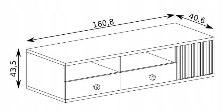 Szafka RTV 160,6x53,4 cm dąb artisan/czarny pod telewizor lamele metalowe nogi do salonu  nr. 7