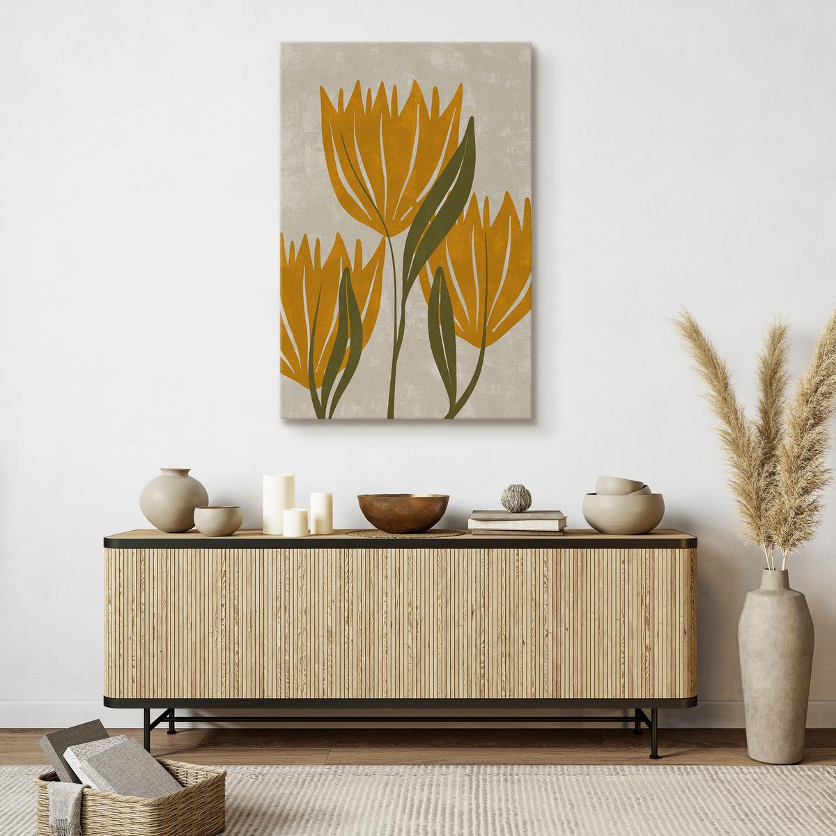 Duży Obraz Do Salonu Pomarańczowe Tulipany Rośliny Styl Boho 80x120cm nr. 7