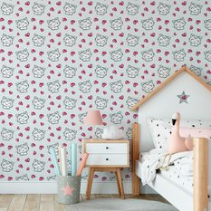 Tapeta Dla Dziewczynki KOTKI Zwierzątka Serduszka 53x1000  - Miniaturka zdjęcia nr 7