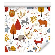 Tapeta Dziecięca Leśne ZWIERZĘTA Rośliny Grzyby  - Miniaturka zdjęcia nr 3