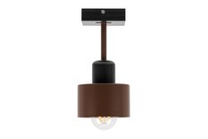 Lampa sufitowa 12x12x25 cm jednopunktowy spot z drewna i metalu gwint E27 brązowo-czarna do salonu - Miniaturka zdjęcia nr 5