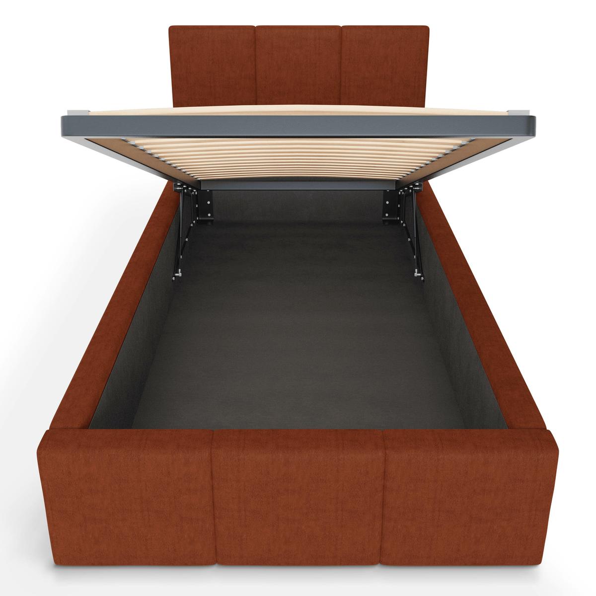 Łóżko Pojedyncze 90x200cm łóżko tapicerowane z pojemnikiem miodowe do sypialni wezgłowie 88 cm nr. 9