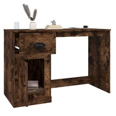 Biurko 115x50x75 cm z szufladą i szafką przydymiony dąb do biura lub gabinetu - Miniaturka zdjęcia nr 5