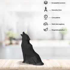 Świeca Wolf Low-Poly Black Matt - Miniaturka zdjęcia nr 2