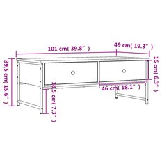 Stolik kawowy 101x49x39,5 cm z dwiema szufladami brązowy dąb do salonu - Miniaturka zdjęcia nr 11