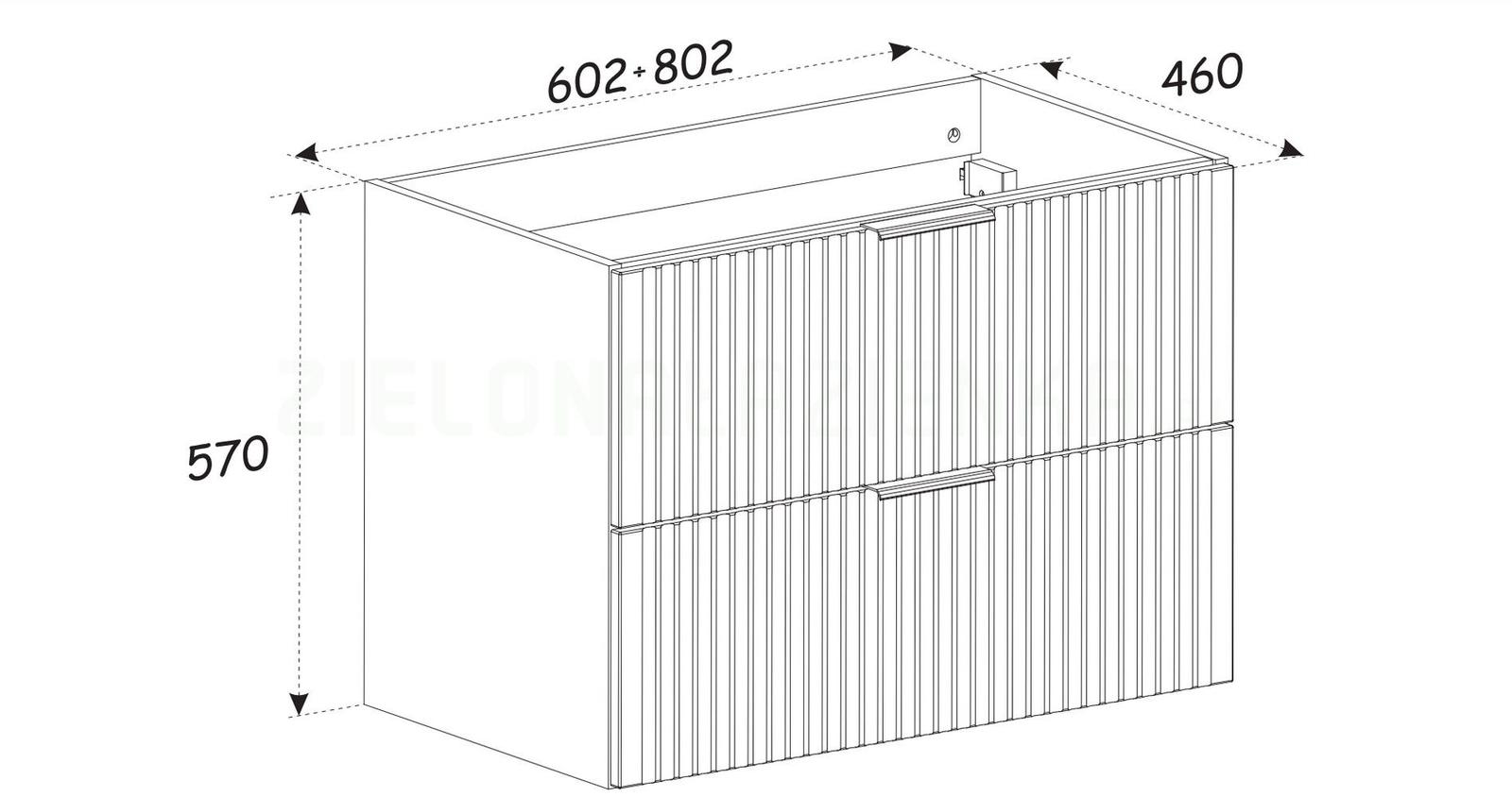 Szafka łazienkowa ADEL 80 cm z umywalką nablatową SMILE ryflowane fronty kaszmir nr. 4