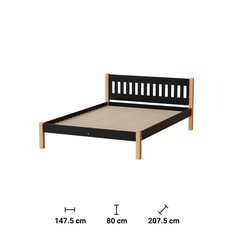 Łóżko 140x200 cm Gaja bez pojemnika sosna czarny do sypialni - Miniaturka zdjęcia nr 2