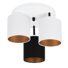 Lampa sufitowa 30 x 30 x 31 cm trzypunktowa gwint E27 biała z czarno-białymi abażurami do salonu - Miniaturka zdjęcia nr 1