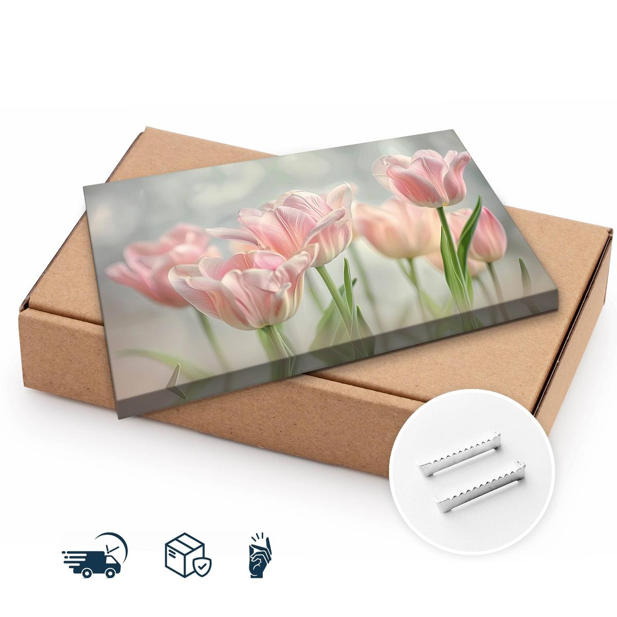 Obraz Na Płótnie Delikatne Różowe Kwiaty Tulipany 70x50 Dekoracja do Salonu nr. 9
