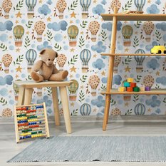 Tapeta Dla Dzieci CHMURKI Balony Gwiazdki Rośliny  - Miniaturka zdjęcia nr 4