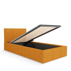 Łóżko Pojedyncze 90x200cm łóżko tapicerowane z pojemnikiem żółte do sypialni wezgłowie 88 cm - Miniaturka zdjęcia nr 8