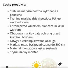 Markiza boczna/ roleta ochronna tarasowa/ balkonowa - Miniaturka zdjęcia nr 6