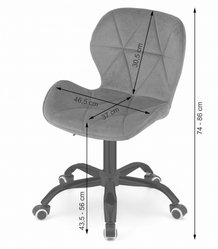 Fotel biurowy NOTO 74x53,5x57,5 cm do pokoju gabinetu aksamit ciemnoszare - Miniaturka zdjęcia nr 3