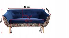 Sofa MELVI 140x74x75 cm dwuosobowa w stylu skandynawskim niebieska do salonu - Miniaturka zdjęcia nr 7