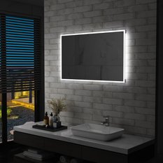 Lustro 100x60 cm do sypialni łazienki z LED aluminium szklane srebrny  - Miniaturka zdjęcia nr 3