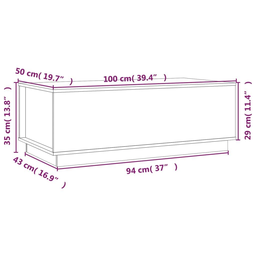 Stolik kawowy 100x50x35 cm z ukrytą przegrodą pod blatem lite drewno sosnowe miodowy brąz do salonu nr. 10