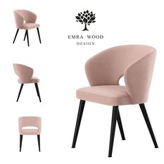 Krzesło DELUXE KR-8 50x60x85 cm welurowe do jadalni jasny róż