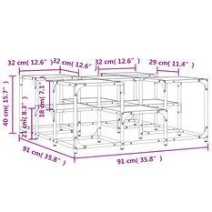 Stolik kawowy 91x91x40 cm z przestronnymi półkami dąb sonoma do salonu - Miniaturka zdjęcia nr 10