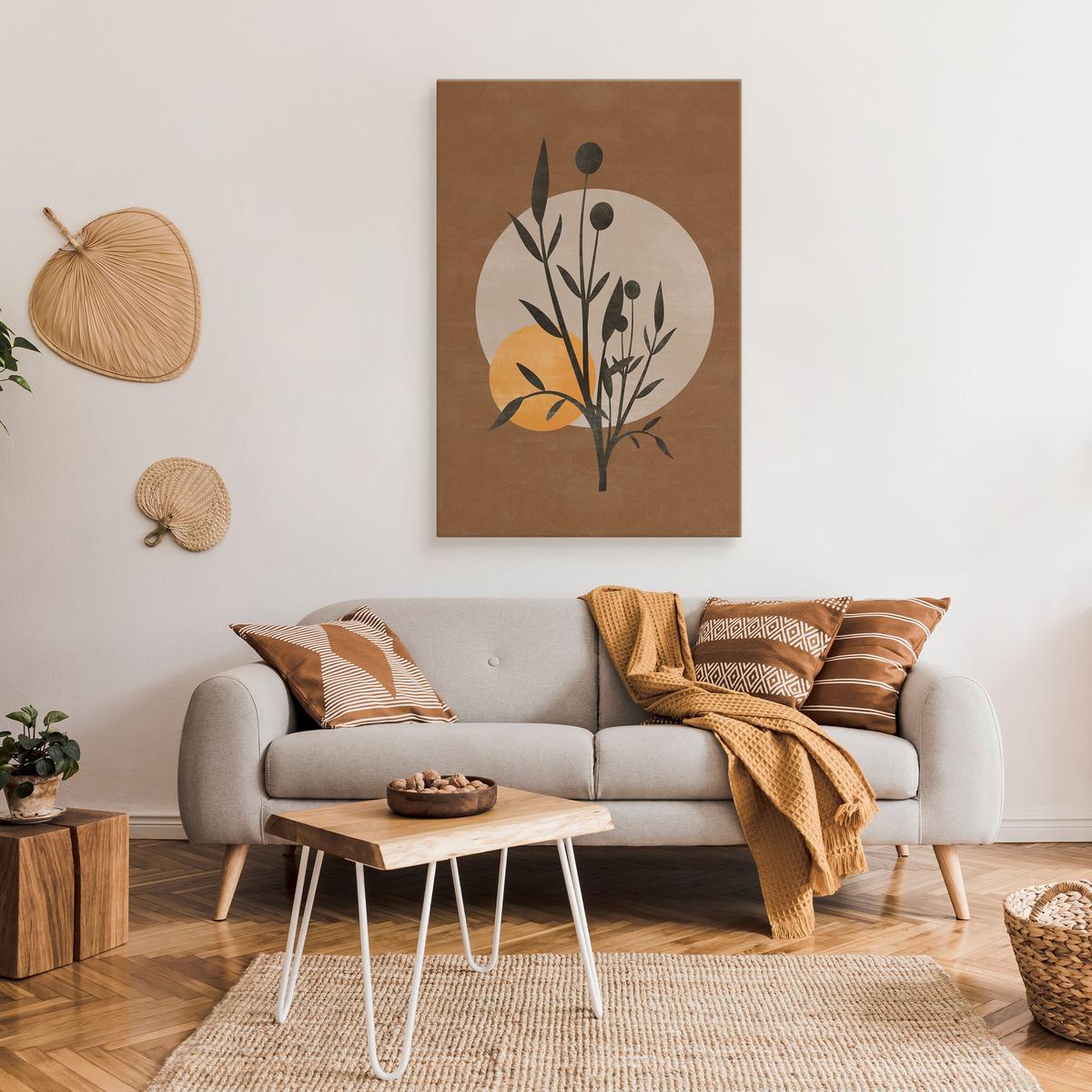 Obraz Na Płótnie Do Salonu Liście Gałązki Styl Boho Minimalizm 30x40cm nr. 3