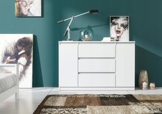 Komoda MARTUSIA 78x120x39 cm cm z 2 drzwiami i 3 szufladami biała do salonu i sypialni z transportem najtaniej - Miniaturka zdjęcia nr 3