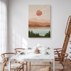 Obraz Do Sypialni Krajobraz Zachód Las Jezioro Natura Styl Boho 80x120cm - Miniaturka zdjęcia nr 4