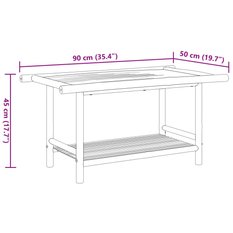 Stolik kawowy 90x50x45 cm z praktyczną półką bambusowy do salonu lub na balkon - Miniaturka zdjęcia nr 8