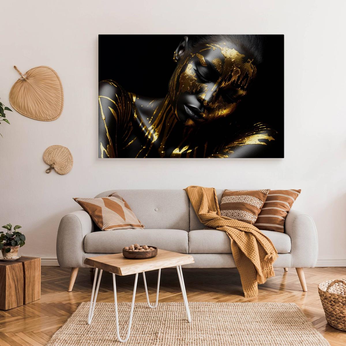 Obraz Na Płótnie Kobieta W Złotych Barwach 70x50 Ekskluzywny Styl nr. 3