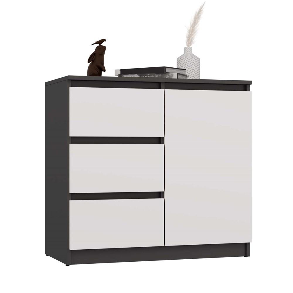 Komoda Malwa 75x80x40 cm do salonu sypialni antracyt biały
