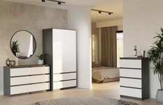 Komoda MALWA 120x30x75 cm do sypialni antracyt biały - Miniaturka zdjęcia nr 6