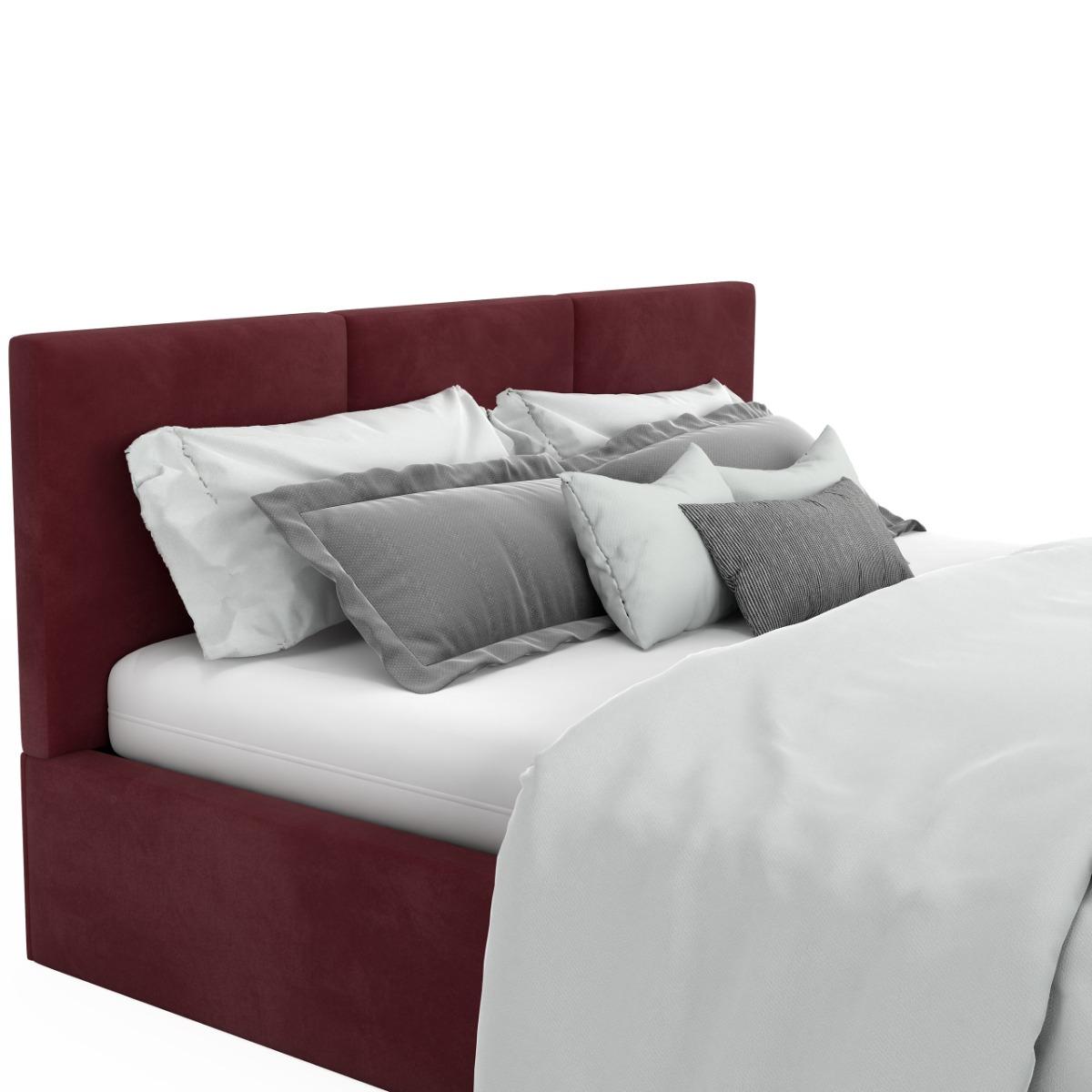 Łóżko tapicerowane do sypialni basic 120x200x88 cm łóżko podwójne z pojemnikiem bordowe nr. 12