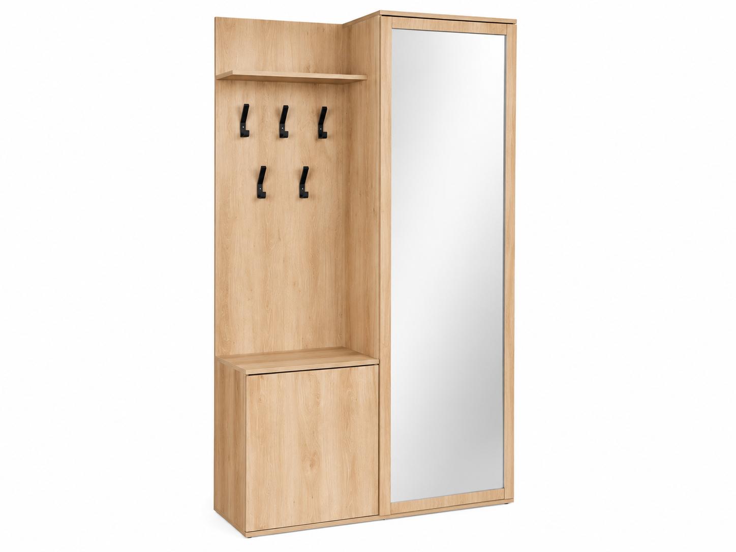 Garderoba do przedpokoju DUO 180x95x35 cm z lustrem wieszakami szafka na buty dąb sonoma prawa nr. 5